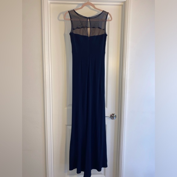 * FINAL PRICE *Eliza J navy blue and tan floral lace maxi dress, size 6 - Picture 2 of 4